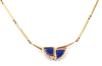 Lapislazuli-, Diamantcollier - Kunst, Antiquitäten und Schmuck