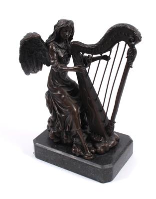 Bronzefigur "Harfespielender Engel" - Arte, antiquariato e gioielli