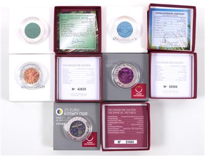 5 Münzen a Euro 25,-, 2004, 2010, 2011, 2012 und 2015 - Umění, starožitnosti a šperky