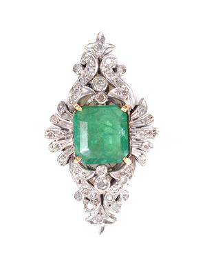 Smaragd- Diamantdamenring - Umění, starožitnosti a šperky