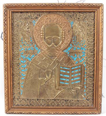 Russische Ikone "Heiliger Nikolaus" - Umění, starožitnosti a šperky