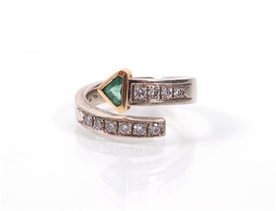 Smaragd- Brillantdamenring - Umění, starožitnosti a šperky