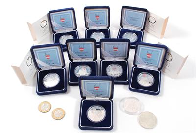 10 Silbermünzen a 100, Schilling und 2 Bimetallmünzen a 50,- Schilling - Kunst, Antiquitäten und Schmuck