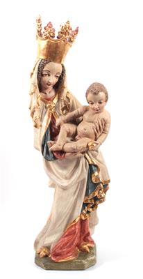 Holzfigur "Madonna mit Kind" - Art, antiques and jewellery