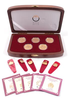 Münze Österreich- Goldmünzenserie "Kronen der Habsburger", 5 Münzen a 100,- Euro - Kunst, Antiquitäten und Schmuck