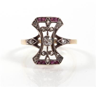 Diamant- Rubindamenring - Antiques, art and jewellery