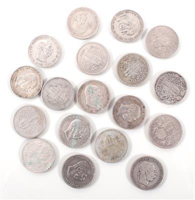 18 Silbermünzen a 1 Krone, Kaiser Franz Joseph - Umění, starožitnosti, šperky