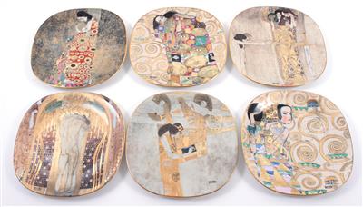 6 Sammelteller mit Motiven nach Gustav Klimt - Umění, starožitnosti, šperky