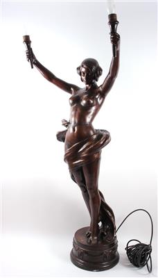 GOLDSCHIEDER- Keramikfigur (Lampe) "Mädchen mit erhobenen Armen" - Antiques, art and jewellery