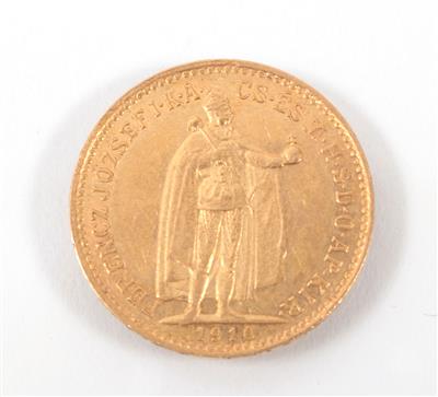 Goldmünze 10 Korona, Ungarn 1911 - Umění, starožitnosti, šperky