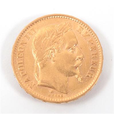 Goldmünze 20,- Francs, Frankreich 1868(A) - Antiques, art and jewellery