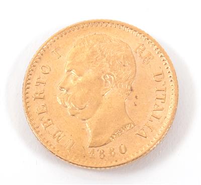 Goldmünze 20 Lire, Italien 1880 - Kunst, Antiquitäten und Schmuck