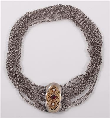 Granat-Kulturperlenkropfkette - Arte, antiquariato e gioielli