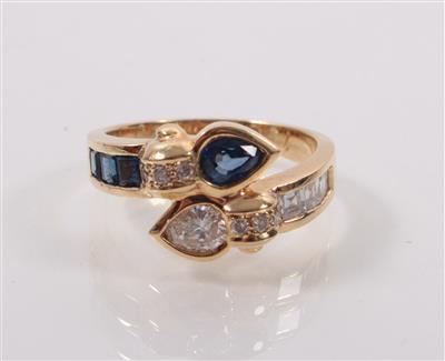 Saphir- Diamantdamenring - Arte, antiquariato e gioielli