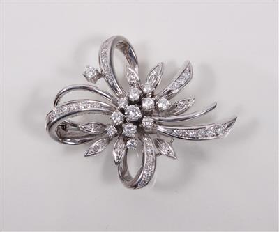 Brillant-, Diamantbrosche zus. ca. 1,20 ct - Arte, antiquariato e gioielli