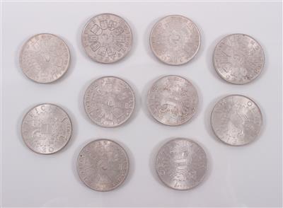 10 Silbermünzen "Serie Doppelschilling" - Umění, starožitnosti, šperky