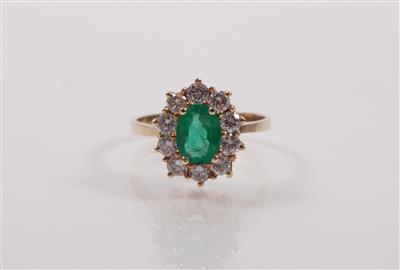 Brillant-Smaragddamenring zus. 0,73 ct,/0,75 ct, - Arte, antiquariato e gioielli
