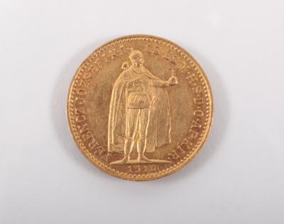 Goldmünze 10 Korona, Ungarn 1910 - Umění, starožitnosti, šperky