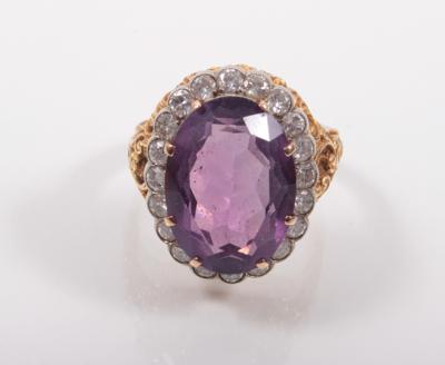 Amethyst- Brillantring - Antiques, art and jewellery