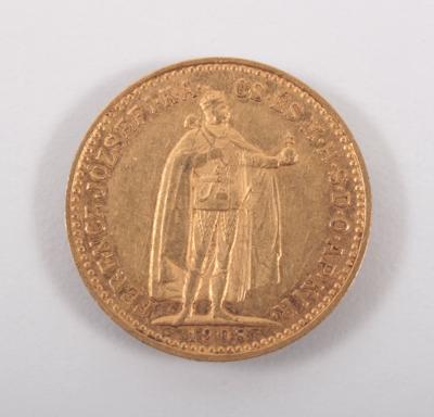 Goldmünze 10 Korona, Ungarn 1908 - Umění, starožitnosti, šperky