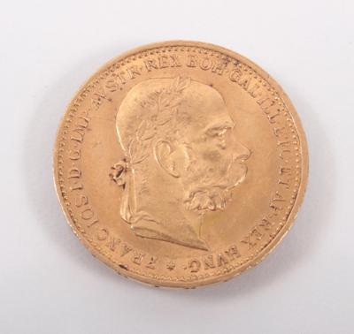 Goldmünze 20 Kronen, Franz Josef I, 1893 - Umění, starožitnosti, šperky