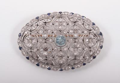 Diamant-Saphir-AquamarinBrosche - Arte, antiquariato e gioielli
