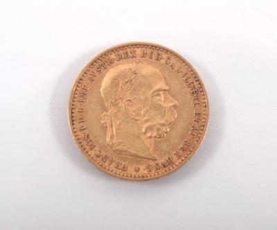 Goldmünze 10 Kronen, Österreich 1896 - Umění, starožitnosti, šperky