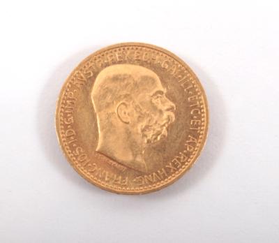 Goldmünze 10 Kronen, Österreich 1910 - Umění, starožitnosti, šperky