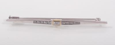 Brillant-Diamantstabbrosche zus. ca. 0,35 ct, - Arte, antiquariato e gioielli