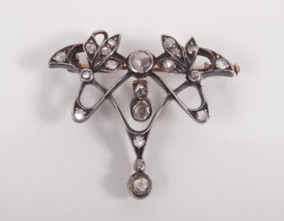 Diamantrautenbrosche zus. ca. 0,40 ct - Arte, antiquariato e gioielli