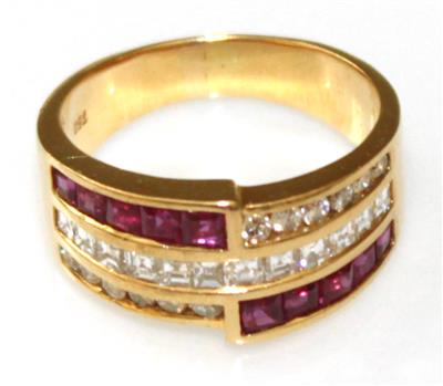 Brillant- Diamant- Rubindamen-ring - Um?ní a starožitnosti