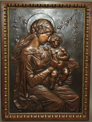 Gusseisenrelief "Madonna mit Kind" - Umění a starožitnosti