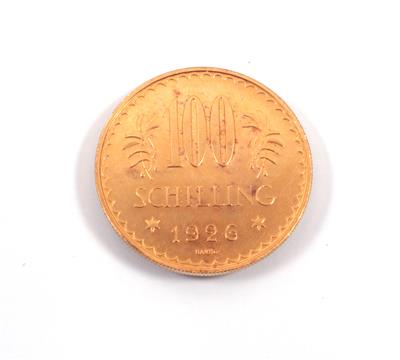 Goldmünze, Schilling 100,-, Österreich 1926 - Umění, starožitnosti, šperky