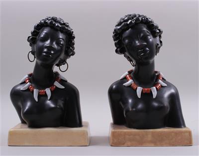 Anzengruber Keramik - Buchstützen "Schwarzafrikanerinnen" - Arte, antiquariato e gioielli