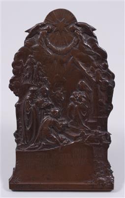 Bronzerelief "Anbetung Jesu durch die Hl. drei Könige" - Arte, antiquariato e gioielli