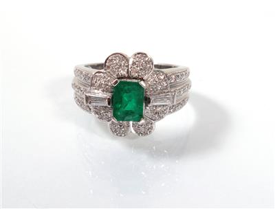 Smaragd- Brillantdamenring - Arte, antiquariato e gioielli
