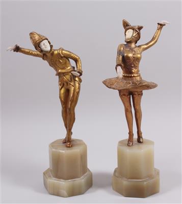 Bronzefigurenpaar "Papageno und Papagena" - Kunst, Antiquitäten und Schmuck