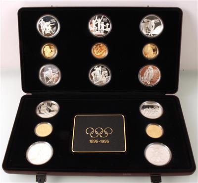 Gold- und Silbermünzensatz "Olympia 1896-1996" - Klenoty
