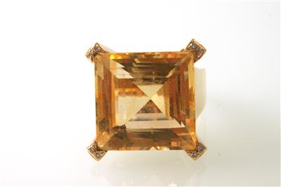 Citrin-Brillantring zus. ca. 0,50 ct - Schmuck