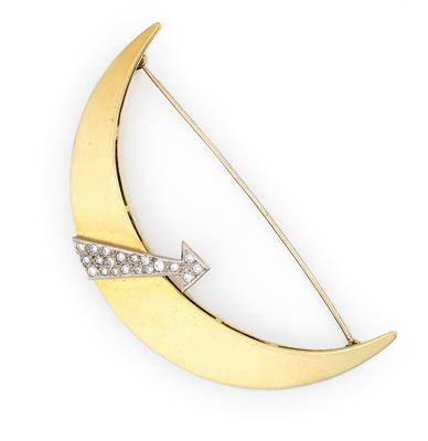 Brillant Brosche "Mond  &  Pfeil" - Jewellery and watches