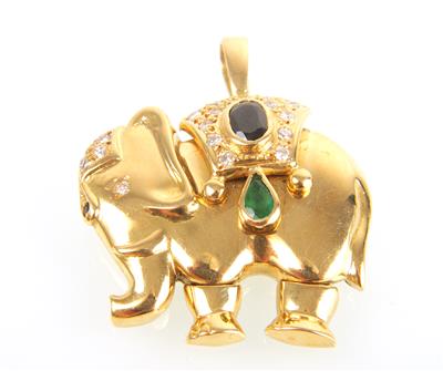 Brillant Farbsteinanhänger "Elefant" - Gioielli e orologi