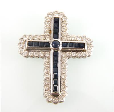 Brillant-Saphir Kreuz - Schmuck und Uhren