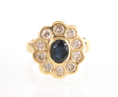 Brillant-Saphir-Ring zus. ca.1 ct - Jewellery and watches