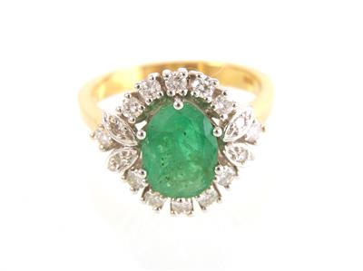 Smaragd-Brillant-Diamant Ring - Klenoty a náramkové
