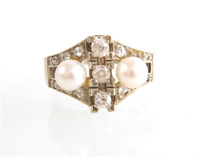 Kulturperlen-Brillant-Diamant Ring - Klenoty a náramkové