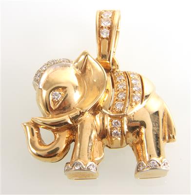 Brillantanhänger zus. ca. 0,55 ct "Elefant" - Schmuck und Uhren