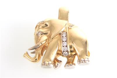Brilantanhänger "Elefant" zus. ca. 0,25 ct - Jewellery and watches