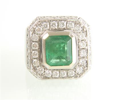 Brillant-Smaragd Ring - Schmuck und Uhren