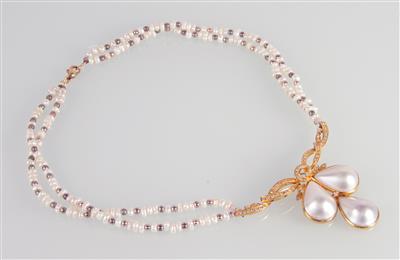 Diamantcollier zus. ca.0,80 ct,2-reihig - Schmuck und Uhren