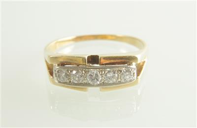 Brillantring zus. ca. 0,35 ct Gold-Weißgold 585, - Klenoty a Hodinky